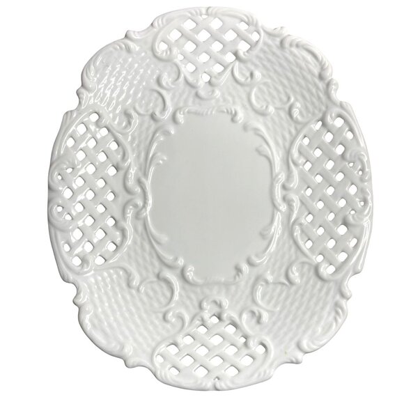 Vintage Two’s Company White Lacy Serving Plate Platter 12 “ - Picture 1 of 4